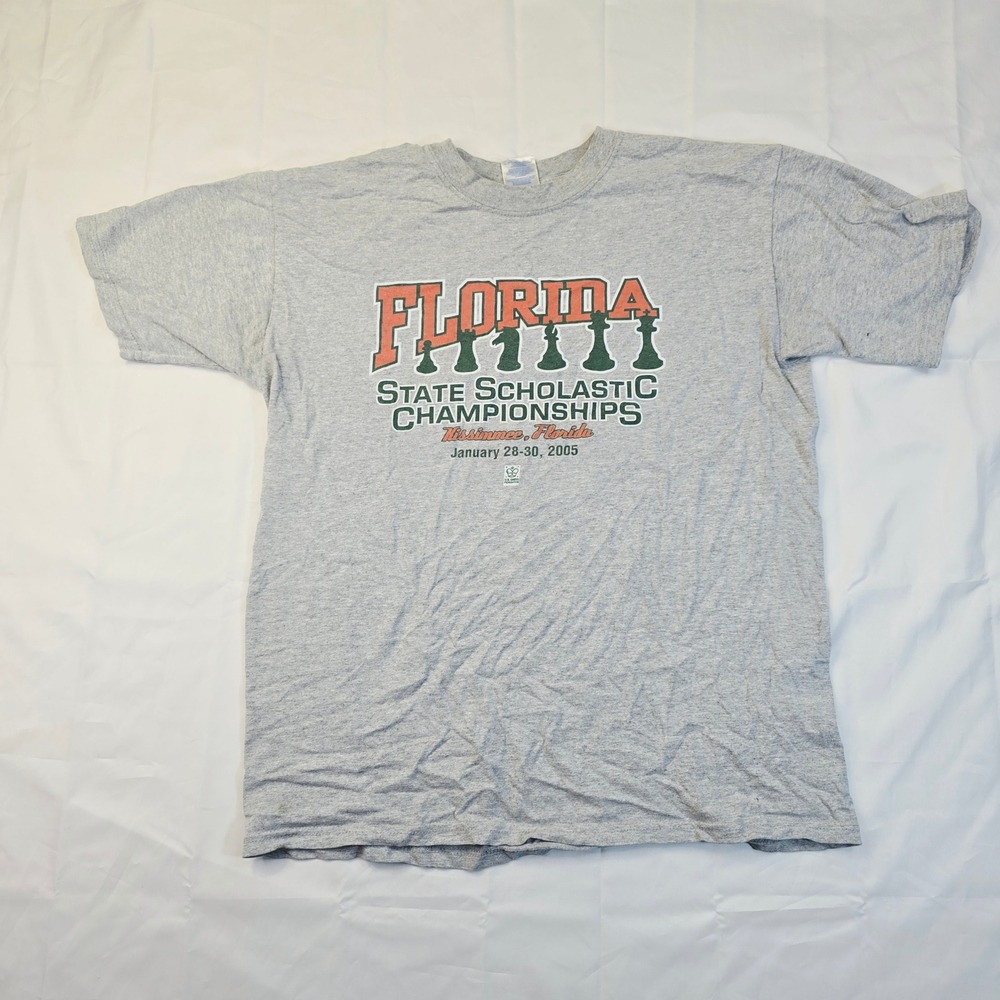 Vintage Men's Florida State Scholastic Championships T-Shirt Med Gray Chess 2005